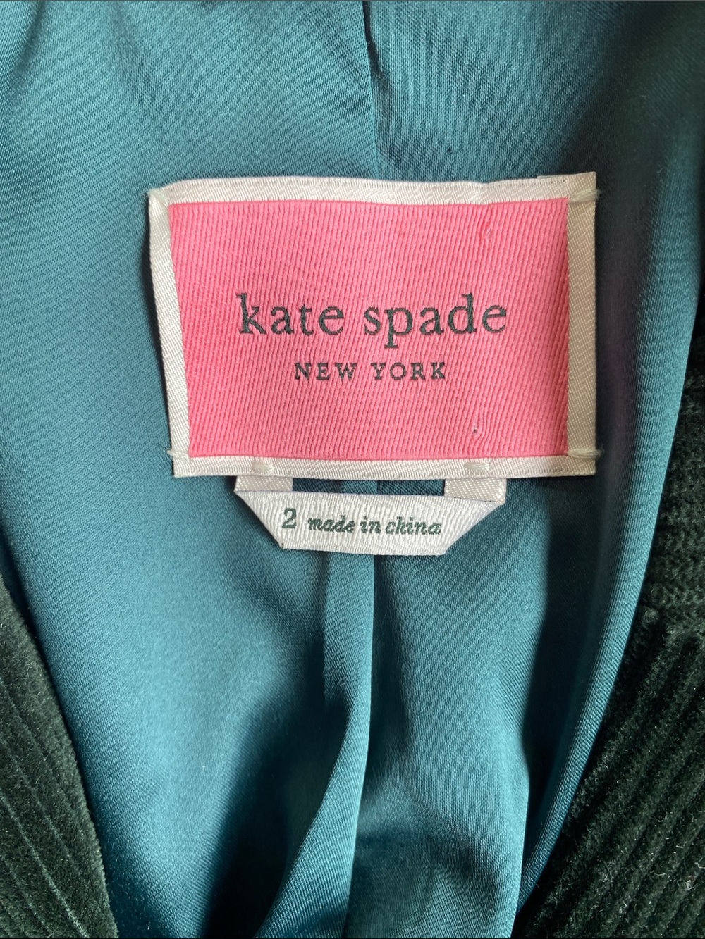 Kate Spade New York Dark Green Corduroy Blazer Jacket Size 2 Preppy Academia - Picture 4 of 11